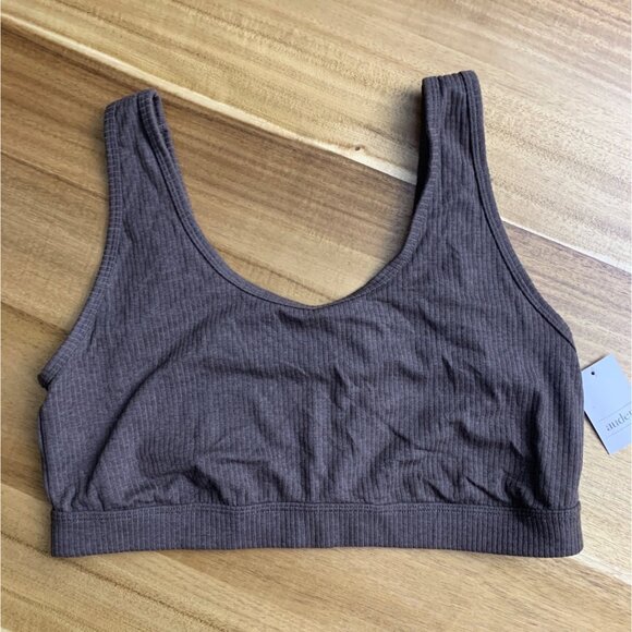 Auden Womens Brown Ribbed Unlined Scoop Neck Bralette Size XXL - Picture 8 of 8